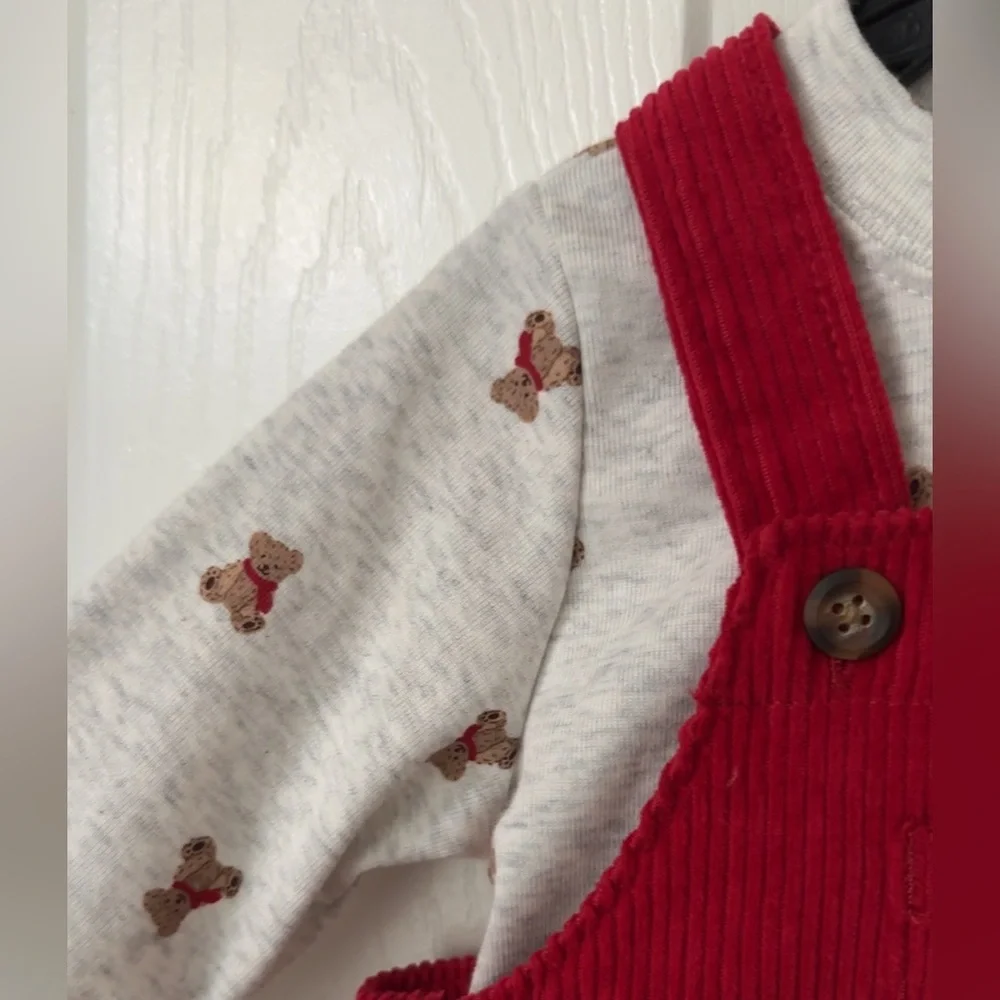 Carter's Vibrant Red Boys Overalls Set 2 Piece 6-9 Months